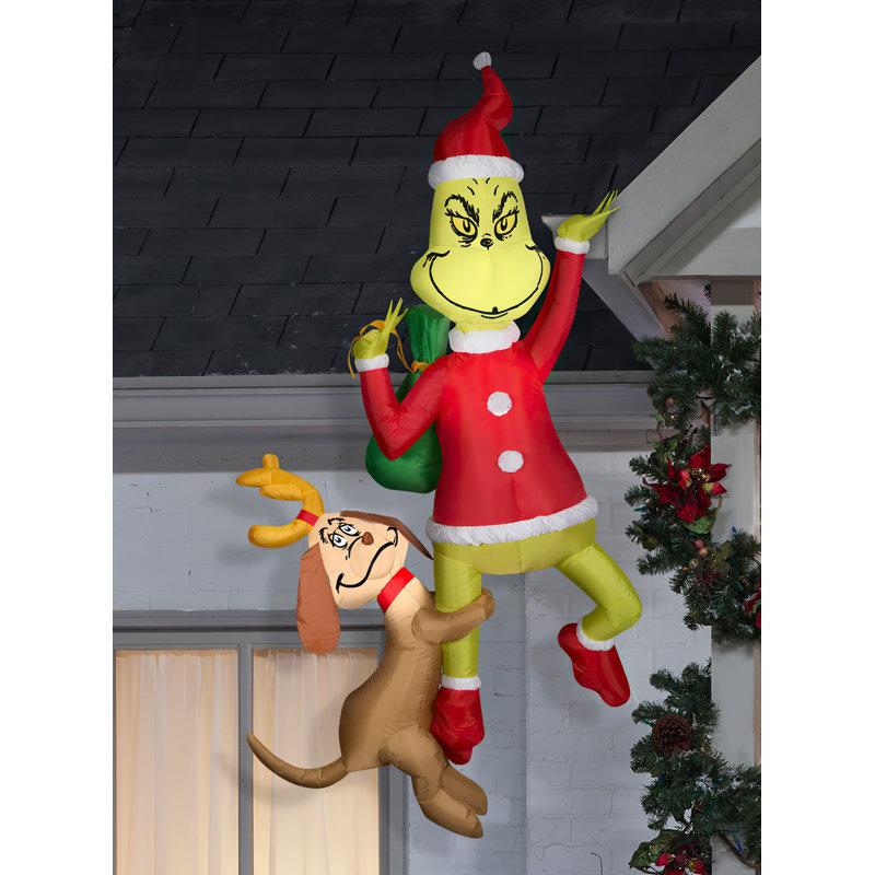 Merry hotsell Grinchmas - 4 ft Grinch Hanging From Wreath Holiday Inflatable